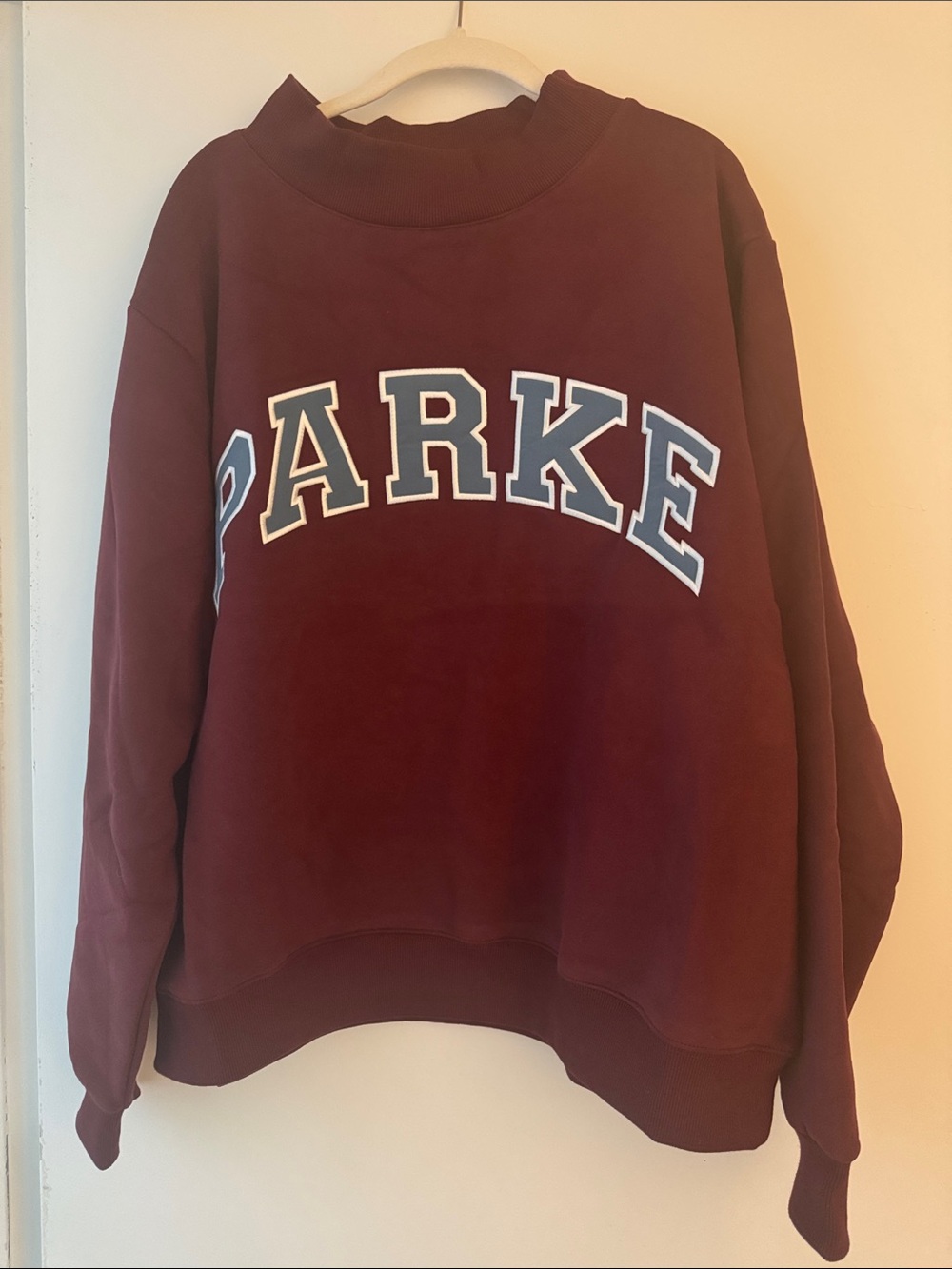 Parker Burgundy Crewneck Sweatshirt with Collegiate Logo - Never Worn